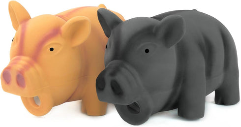 2 Pack 6.5" CHIWAVA Medium Pig Dog Toy for Dogs Latex Rubber Cube Squeeze Grunting Sound Interactive Play
