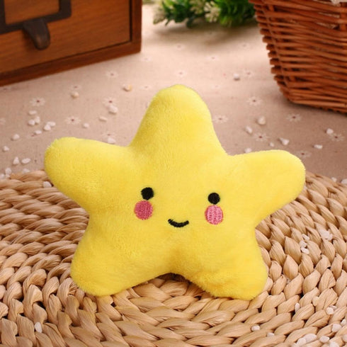 1Pc Yellow Star Plush Dog Toy, Small Medium Puppy Squeaky Bite Playing Starfish Toy