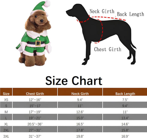 NACOCO Pet Christmas Costumes Dog Suit with Cap | Santa Claus Suit Dog Hoodies for Cats (Green, L)