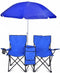 Flexzion Double Folding Beach Chair with Umbrella Table Cooler and Bag, Portable