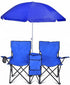 Flexzion Double Folding Beach Chair with Umbrella Table Cooler and Bag, Portable