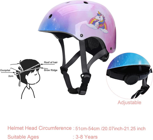 Kids Protective Gear Set - Helmet, Knee Pads, Elbow Pads & Wrist Guards for Boys & Girls Age 3-8 for Skating