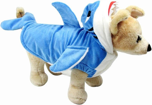 Mogoko Funny Dog Cat Shark Costumes, Adorable Blue Shark Pet Costume, Fleece Hoodie Warm Outfits (M Size)
