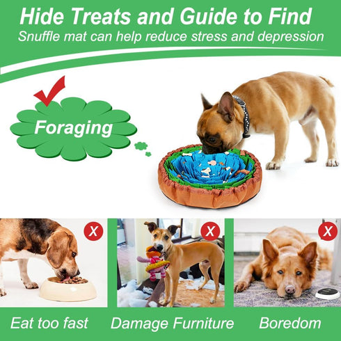 Vivifying Snuffle Mat for Dogs, Adjustable Treats Feeding Mat for Slow Eating and Keep Busy, Interactive Dog Puzzle