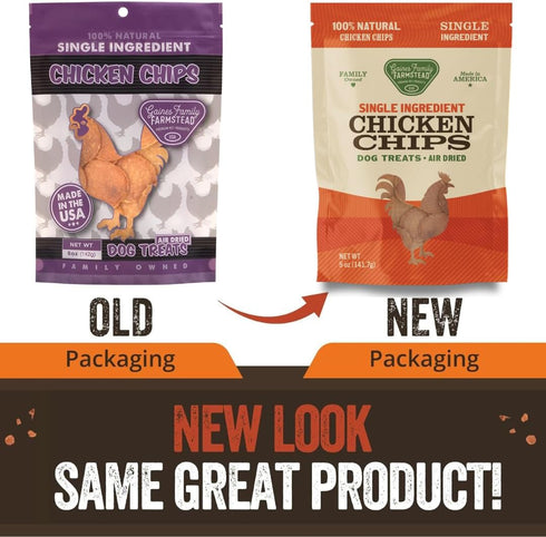 6 oz Gaines Family Farmstead Chicken Chips for Dogs Natural, High-Protein Dog Treats, Rawhide-Free Chews, Single