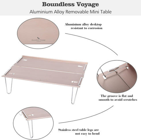 BVT01 Boundless Voyage Camping Table Lightweight Hard-Topped Folding Table Aluminium Alloy Mini Table with Carry Bag