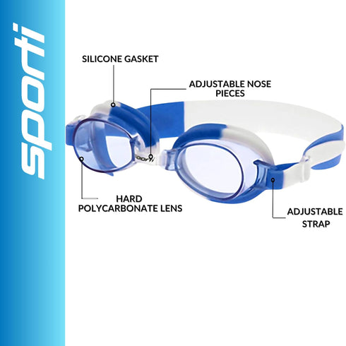 Sporti Junior Swimming Goggles, Unisex Swim Goggles for Kids, Safety for Pool, Beach, Anti Fog UV Protection