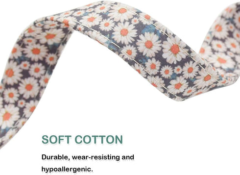 Cotton Dog Collar, Metal Buckle Daisy Summer Design, Cute Adjustable Soft Collar for Small Medium Large Boys Girls Dogs