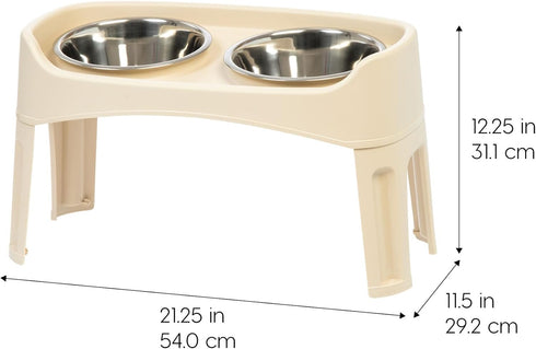 IRIS USA Elevated Dog Bowls, Adjustable Height, 2 Thick 64 oz Stainless Steel Bowls, Spill-Proof, Made in USA Plastic