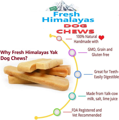 Yak Cheese Dog Chews, 35-40 Pcs, Organic Protein-Rich Treats for Small & Senior Pups from Himalayan, Nepal