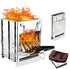 Foldable Camping Wood Burning Stove with Grill, Collapsible Stainless Steel Campfire Stove for Outdoor Cooking