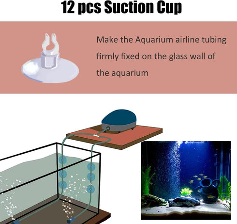 Aquarium Air Pump Accessories - Airline Tubing, Control Valve, Air Stones, Connectors, Check Valves, Suction Cups