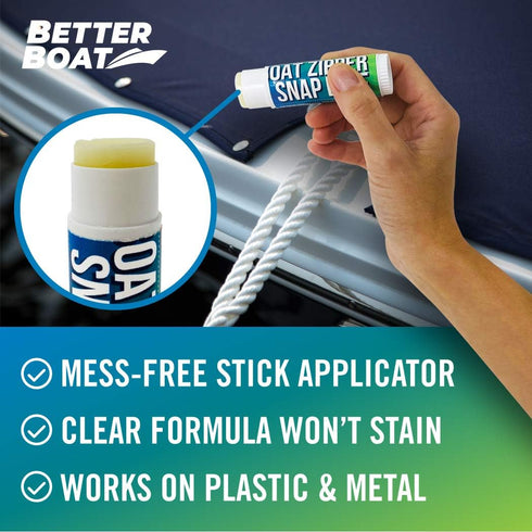 Zipper Wax Zip Lube - Marine Grade Zipper Lubricant Stick and Tool for Boat Canvas, Bimini Snaps, Metal Zippers
