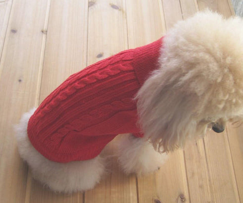 Tangpan Turtleneck Classic Straw-Rope Pro Pet Dog Sweater, Red, M