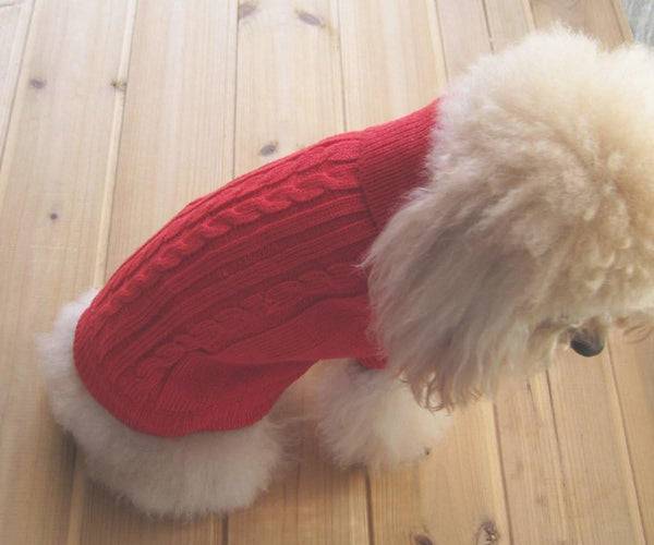 Tangpan Turtleneck Classic Straw-Rope Pro Pet Dog Sweater, Red, M
