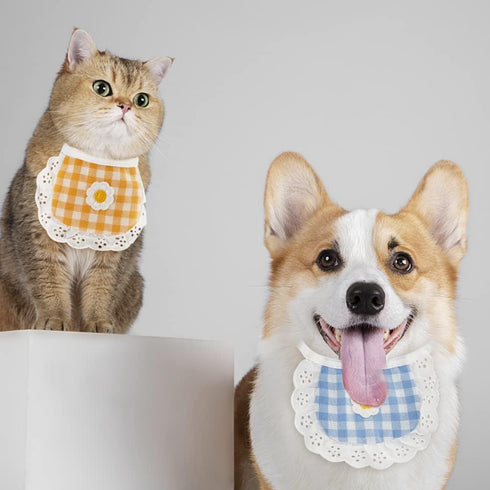4PCS WEBEEDY Cute Dog Lace Bandana Puppy Cat Flower Scarfs Washable Daily Handkerchief Semicircle Scarf Bibs Saliva