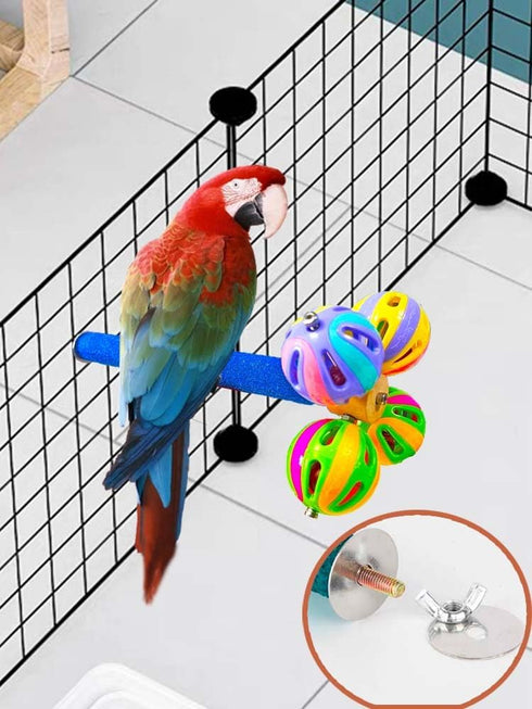 Large Bird Perch Toy with Rotating Balls Natural Parrot Large Bird Stand Perches Toy Wood Rotate Spinning Balls