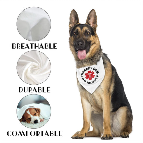 Therapy Dog in Training Bandana, Classical White Printing Dog Scarf Accessories, Pet Scarf Gift (J14)