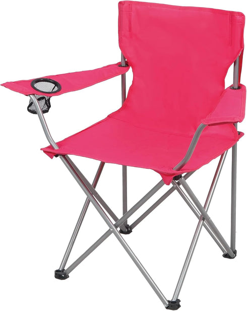 Generic 250 lbs Folding Camp Chair, Quad Fold with Cup Holder Steel Frame Capacity for Camping, Tailgating, Outdoor