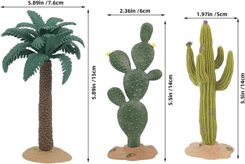 3pcs Set ARTIBETTER Artificial Cactus Plants Simulation Succulent Figures with Mini Tree Lifelike Faux Reptile