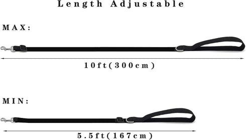 10FT Adjustable Dog Leash, Nylon Leashes for Medium Large Dogs, Blue