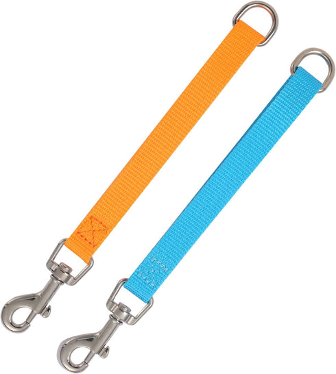 Short Dog Leash - Traffic Lead Handle for Training, Grab Tab (Orange & Sky Blue)