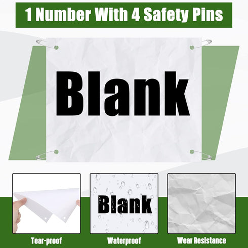 200 6 7.5 Inch Lyrow Pcs Blank Running Bib Numbers with Safety Pins for Marathon Competition Sports Events Tearproof