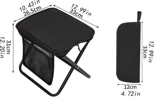 Menolana Folding Camping Stool Footstool with Side Pocket Multipurpose Small Foldable Chair for Park Traveling Fishing