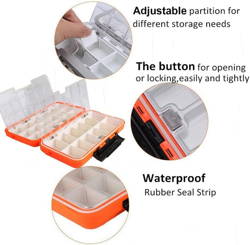 Goture Small Tackle Box, Waterproof Fishing Lure Storage Case - Orange SMALL 6.3'' X 3.5'' X 1.7''