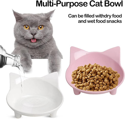 Skrtuan Cat Bowl, Food-Grade Melamine, Non-Slip Shallow Design, 250ml for Cats, Dogs, Rabbits & Hamsters