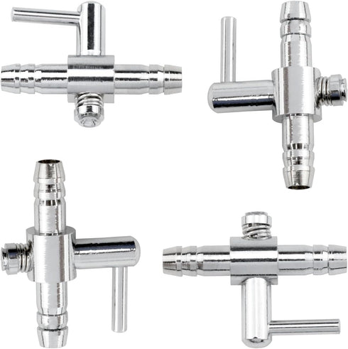 One-Way Air Flow Tubes, Stainless Steel Pump Lever Control Valves for Aquarium Fish Tank (Silver, 4PCS)