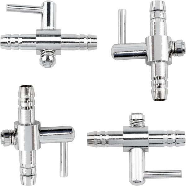 One-Way Air Flow Tubes, Stainless Steel Pump Lever Control Valves for Aquarium Fish Tank (Silver, 4PCS)