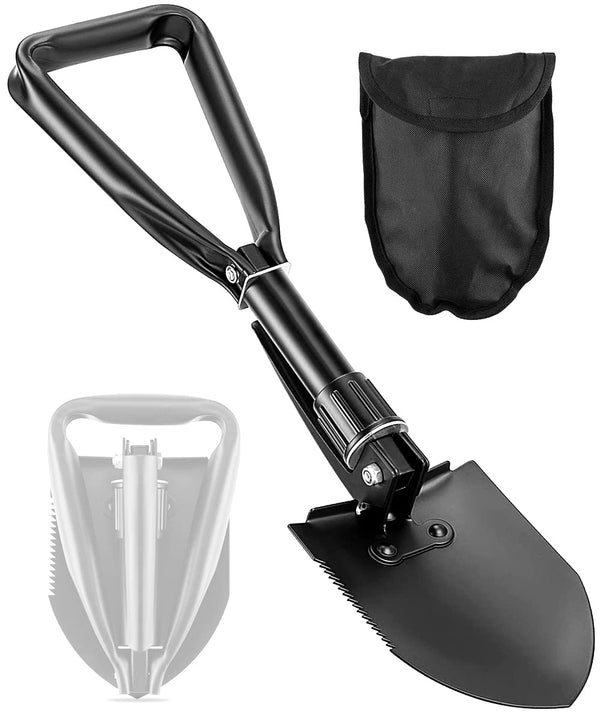 PLACHIDAY Digging Shovel, 18.5'' Lightweight Camping Shovel, Portable High Carbon Steel Folding Mini Shovel