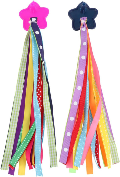 Garneck 1 Pair Colorful Bicycle Handlebar Ribbon Tassel Streamers for Kids Scooter Bike Accessory
