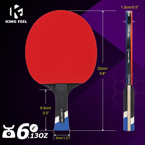 KINGFEEL 7-Ply 2.0mm Professional Ping Pong Paddles-Lightweight Carbon Fiber Table Tennis Rackets with Blade, Premium