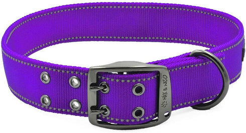 Max and Neo MAX Reflective Metal Buckle Dog Collar - X-Large, Purple, We Donate a Collar to a Dog Rescue