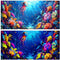 48X20IN Blacklight Ocean HD 3D Black Light Aquarium Background, UV Reactive Octopus Background with Tape