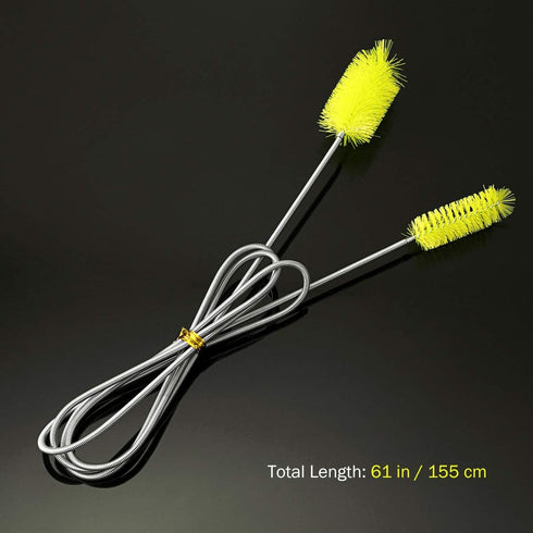 Stainless Double Ended Flexible Cleaning Brush for Canister Filter Tube Hose Pipe in Fish Tank Aquarium (Yellow)