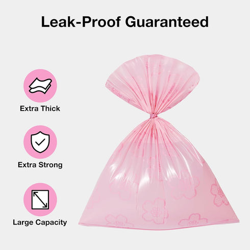 20 300 VETRESKA Cherry Blossom Scented Dog Poop Bags, Leak Proof, Extra Thick and Large Pet Waste Bags for Dog Walking