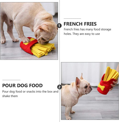 Dog Snuffle Toy Pet Slow Feeder French Fries Shaped Training Squeaky Toy for Puppies