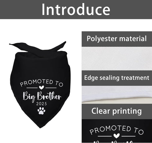 Yishuliwu 2025 Promoted to Big Brother Black Pet Dog Bandanas Triangle Scarf Bandanas Bibs Birthday Party Props Gender