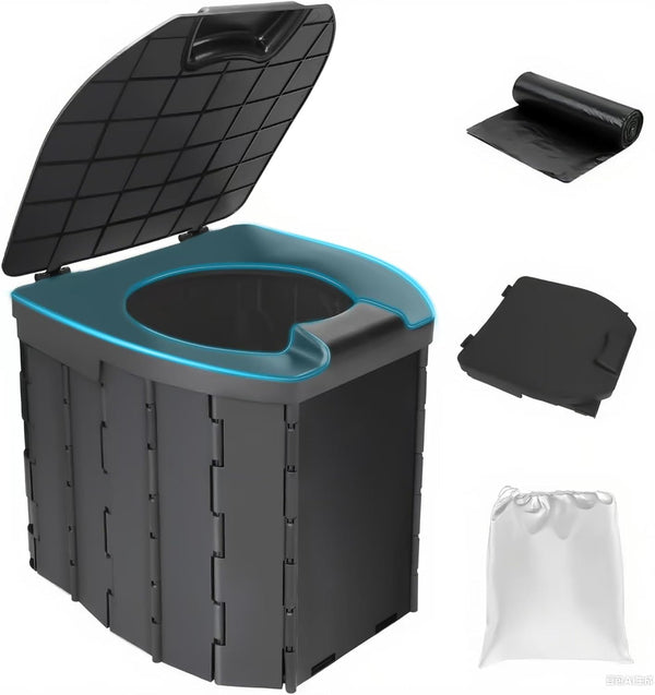 Generic Commode Toilet, Portable Toilet for Adults, Portable Travel Folding Toilet with Lid