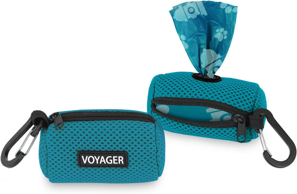 Best Pet Supplies 2-Pack Dog Poop Bag Holder, Reusable Mesh Dispenser Pouch for Travel and Outdoor Use, Turquoise