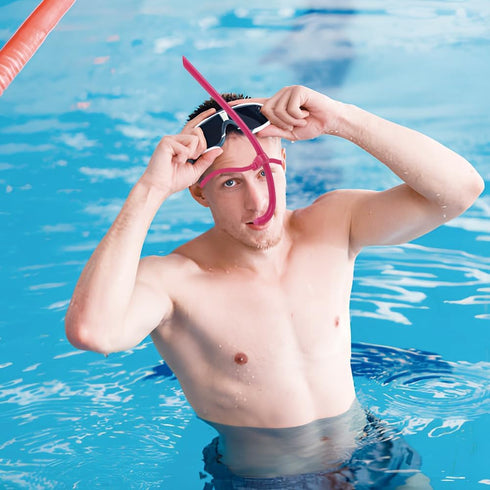 Swim Snorkel Front Mounted with Silicone Mouthpiece, Training Breath Gear for Adult Swimmers