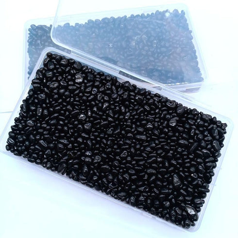 SOUJOY 3 LB Black Crystal Chip Stone, Polished Aquarium Gravel, Natural Decorative Mini Pebbles