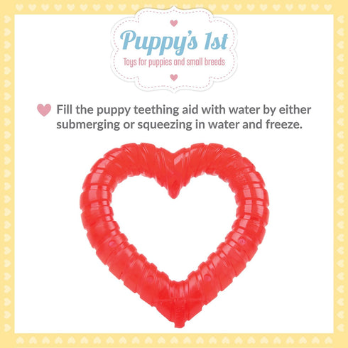 SmartPetLove Snuggle Puppy Teething Toys, Naturally Soothe with Ice, Heart Shaped