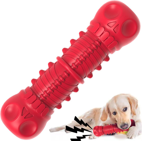 Dog Squeaky Toys for Aggressive Chewers - Durable Natural Rubber Chew Toys for Large Medium Breed Dogs
