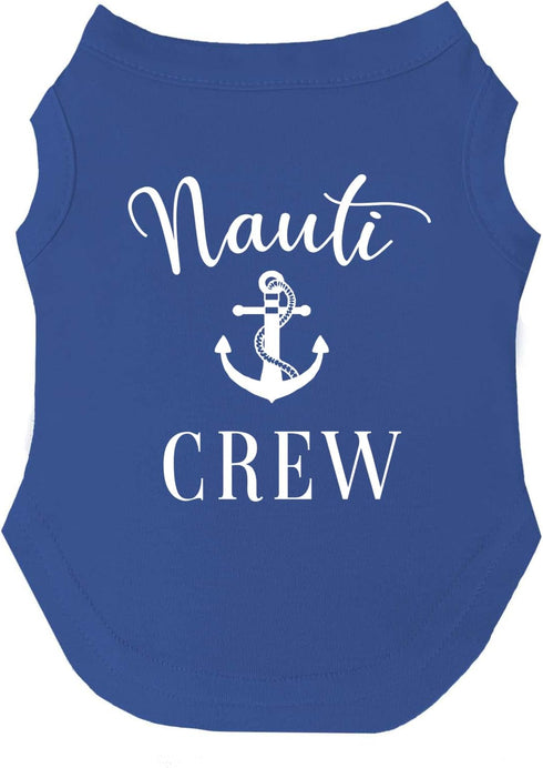 Nauti Crew Summer Boat Dog Tee Shirt Sizes for Puppies, Toys, and