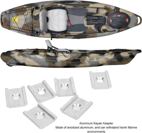YakAttack FeelFree UniTrack Aluminum Kayak Adapter, 6 Pack Adapter Plates for FeelFree Kayaks and Johnny Boats
