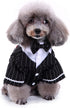Gentleman Dog Shirt Pet Clothes, Bow Tie Costume, Cat Wedding Formal Tuxedo Suit, Prince Wedding Outfit (L, Black)